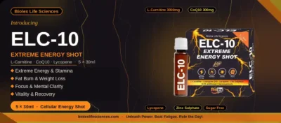ELC-10 Extreme Energy Shot energy supplement by Biolex Life Sciences for energy, vitality, and daily performance support.