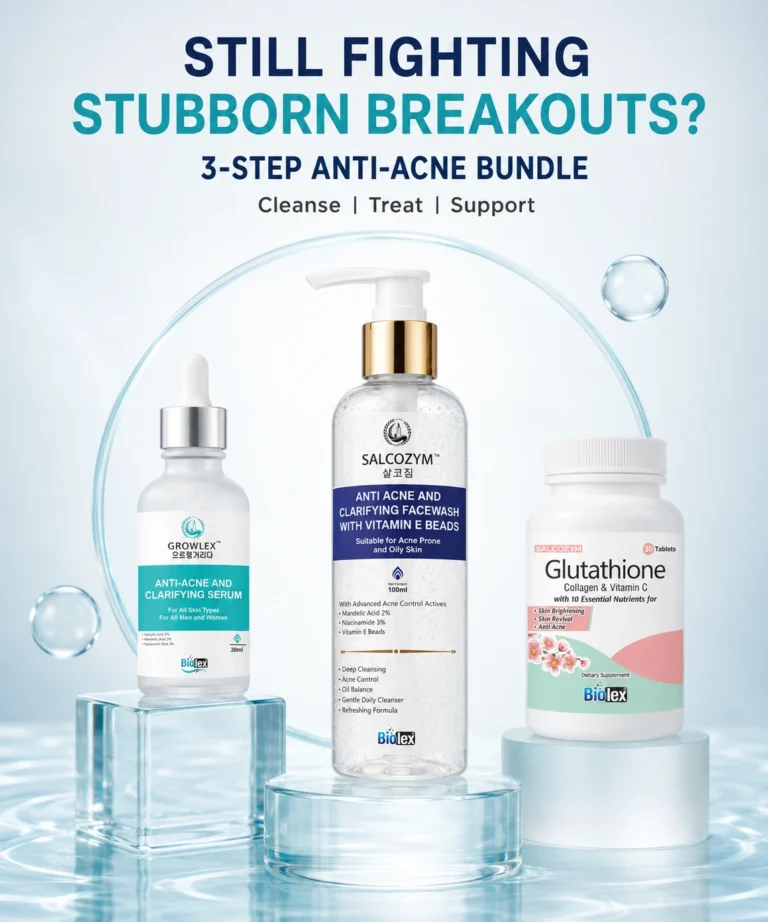 Anti-Acne Skincare Bundle with Facewash, Serum and Tablets